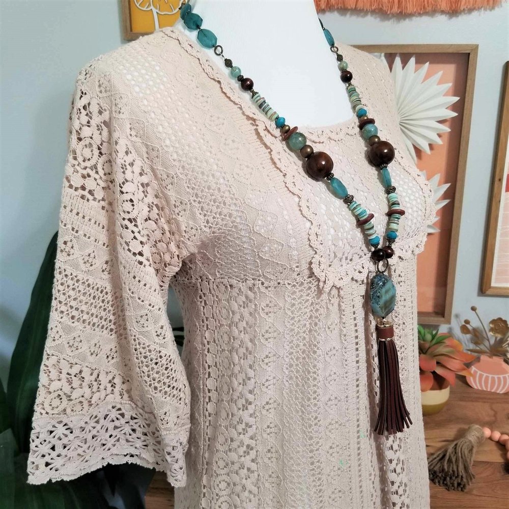Dress. Ecru Lace & Crochet. New Directions Brand. Size 4. - Picture 2 of 13